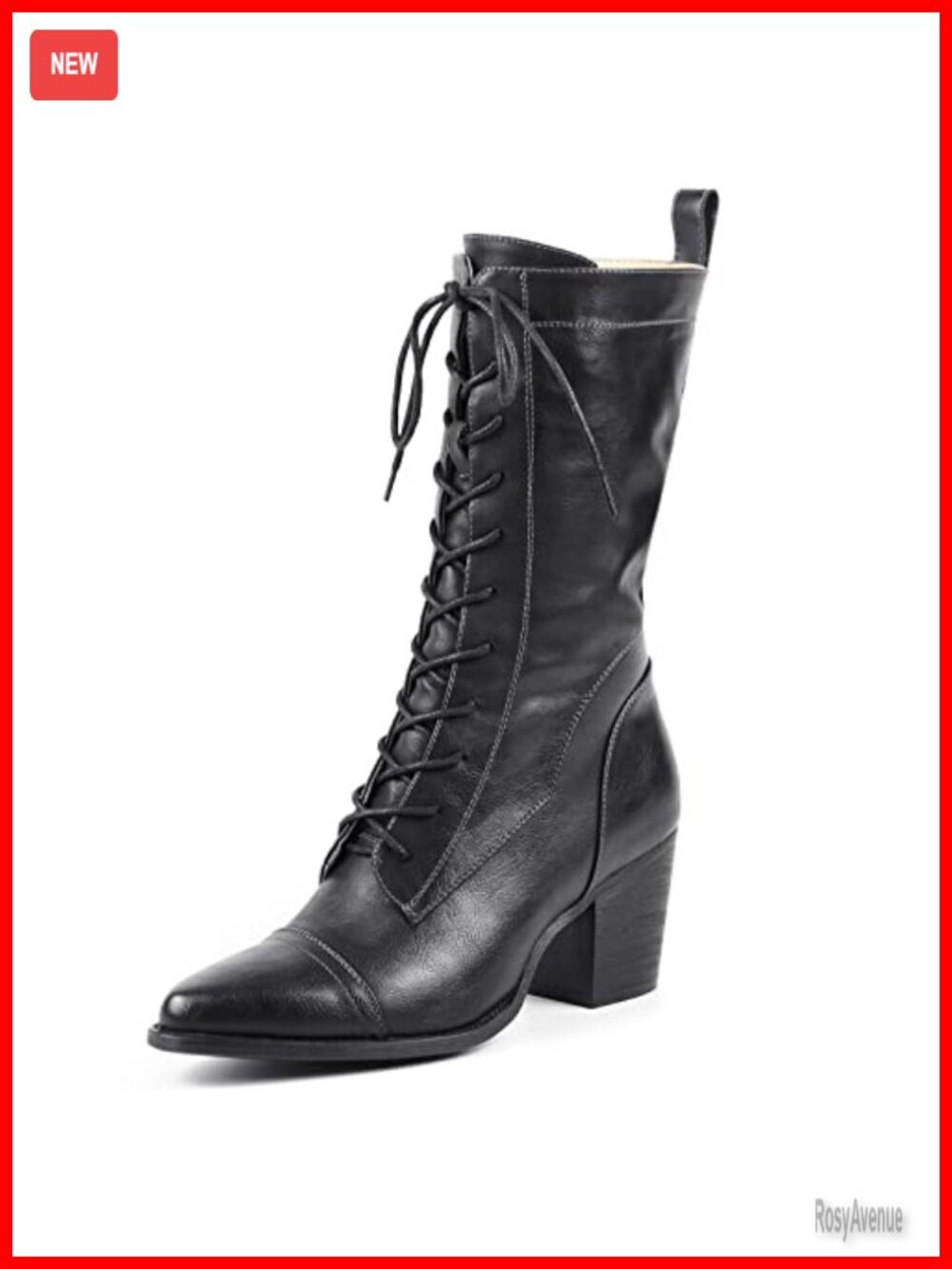 Women's Mid Calf Combat Boots Lace Up Side Zipper Faux Fur Lining